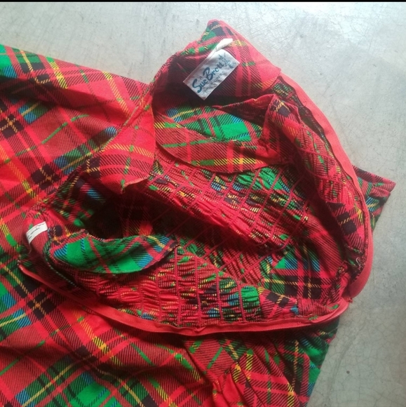 🎈Sale! Vintage 60s 70s Plaid Sleeveless Dress xs - Picture 6 of 7